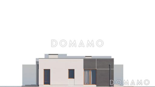 Проект просторного современного одноэтажного дома из кирпича с тремя спальнями и гаражом с двумя отдельными въездами / Фасад 2