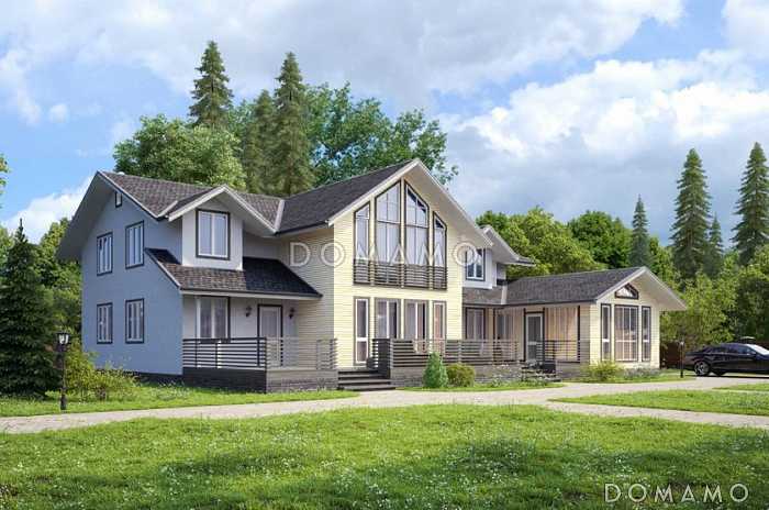 Проект великолепного дома с барбекю на открытой террасе