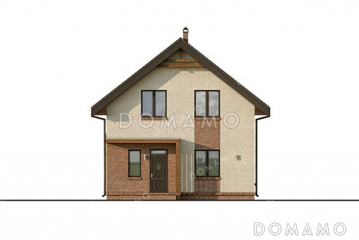 Проект одноэтажного дома с мансардой и просторной террасой / Фасад 3