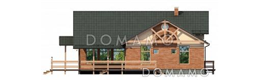 Проект большого одноэтажного дома с обширной террасой и приватной хозяйской территорией / Фасад 4