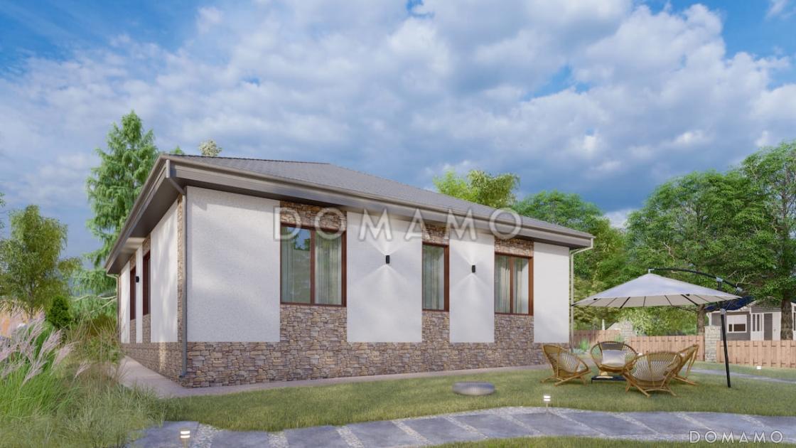 Проект одноэтажного коттеджа с сауной и крытой террасой / 2