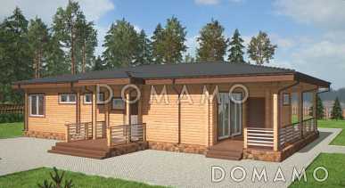 Проект одноэтажного дома из клееного бруса с отдельным входом в котельную Проект одноэтажного дома из клееного бруса с отдельным входом в котельную