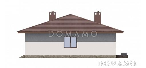 Проект одноэтажного дома из SIP панелей с тремя спальнями, шатровой крышей и комбинированной облицовкой / Фасад 2