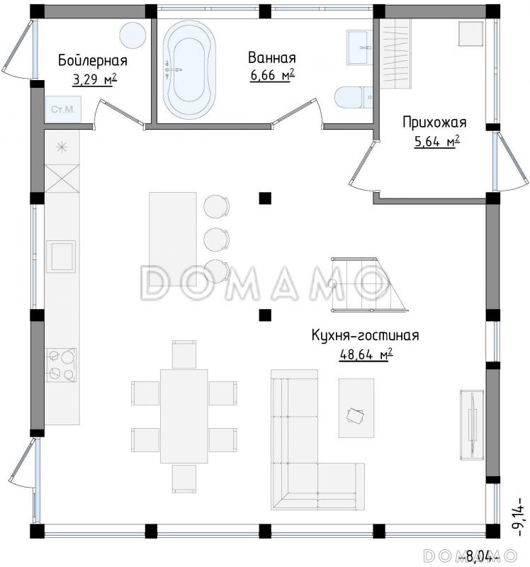 SCANDI 109 / План 1 этажа