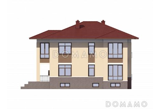 Проект кирпичного дома с подвалом / Фасад 1