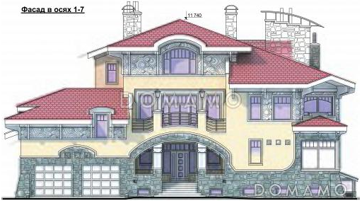 Проект коттеджа в стиле модерн с гаражом на 2 а/м и сауной / Фасад 2