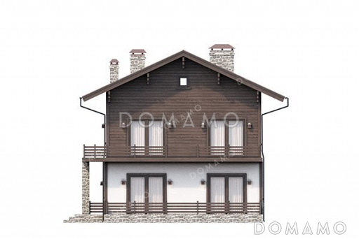 Проект дома с террасой и четырьмя спальнями / Фасад 4