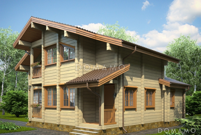 Проект дома из клееного бруса с гостевой комнатой на первом этаже Проект дома из клееного бруса с гостевой комнатой на первом этаже