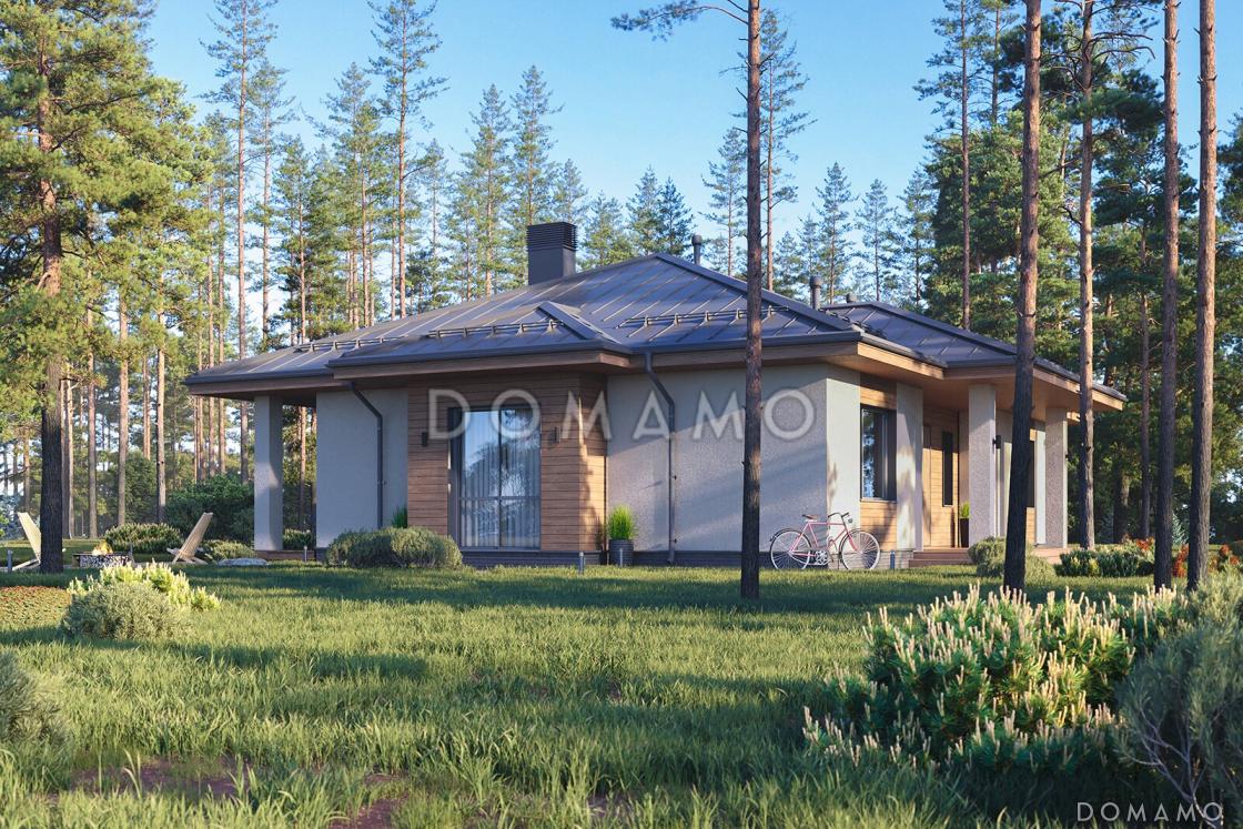 Проект кирпичного одноэтажного дома с тремя спальнями и кухней-столовой-гостиной / 12