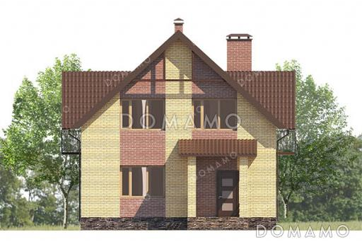 Проект компактного дома с тремя спальнями, котельной и изолированной кухней / Фасад 1