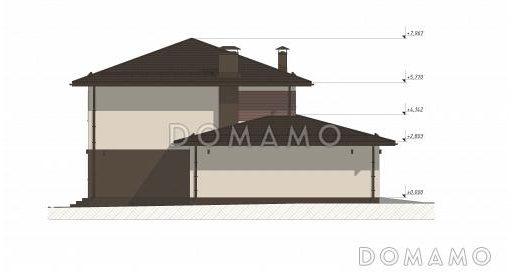 Проект современного дома с гаражом на две машины S-227 / Фасад 4