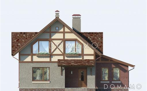 Проект небольшого дома с пятью жилыми комнатами и балконом / Фасад 1