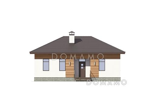 Проект дома с гостиной, кухней-столовой, спальнями / Фасад 1