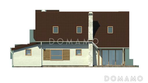 Проект традиционного мансардного дома из кирпича с дополнительной спальней на первом этаже и гаражом / Фасад 2