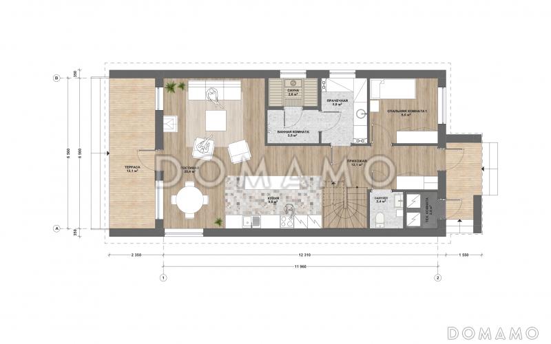 С-139.1 двухэтажный дом / План 1 этажа