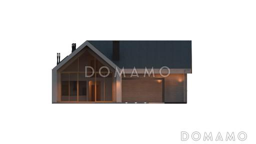 Проект современного одноэтажного мансардного дома из кирпича с панорамным остеклением, вторым светом и с гаражом / Фасад 3