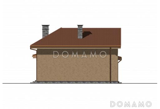 Проект двухэтажной бани с остекленной гостиной, просторной верандой и игровой / Фасад 4