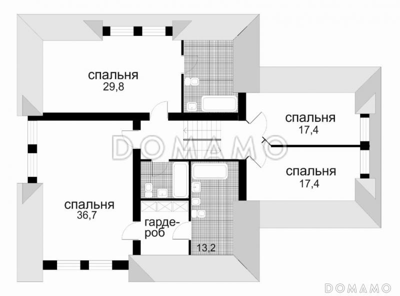Дом с остроконечной кровлей / План мансардного этажа