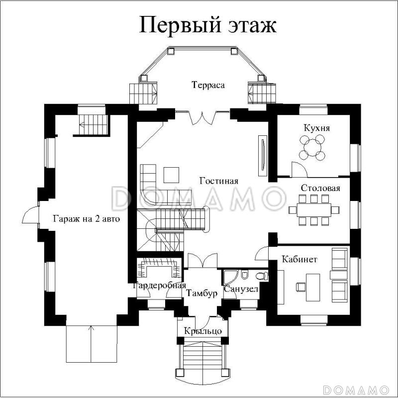 Красивый дом в стиле модерн / План 1 этажа
