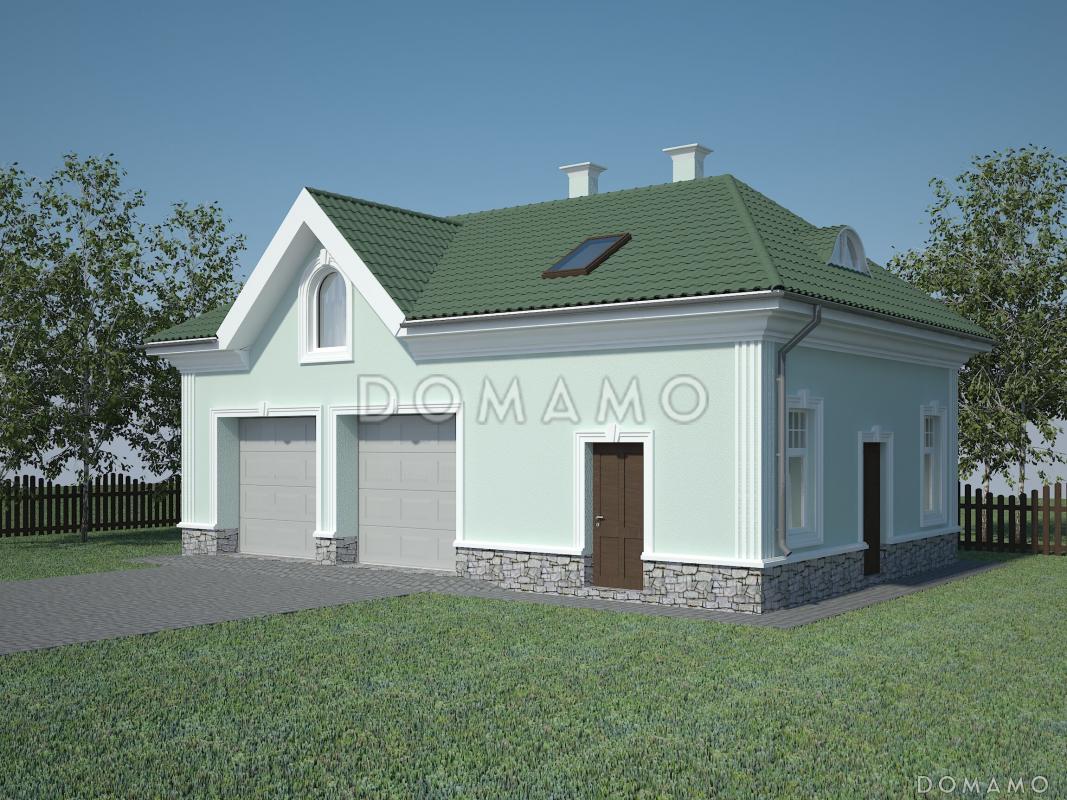 Проект большого гаража на 2 машины с котельной и мансардой / 1