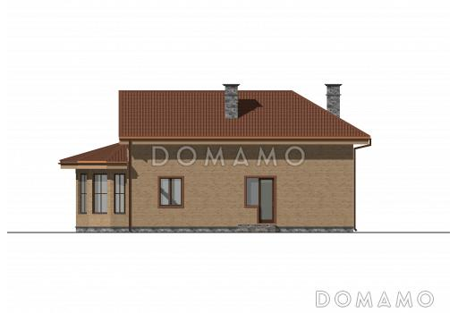 Проект двухэтажной бани с остекленной гостиной, просторной верандой и игровой / Фасад 2