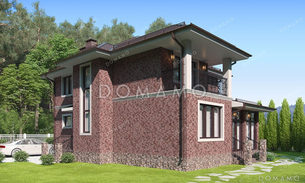 Проект двухэтажного дома с тремя спальнями и верандой / 3