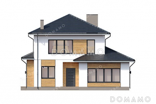 Проект дома с террасой и тренажерным залом / Фасад 1