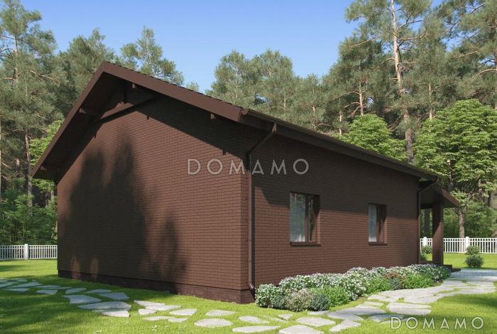 Проект загородного дома с верандой, просторной кухней-столовой, кладовой, жилыми комнатами Проект загородного дома с верандой, просторной кухней-столовой, кладовой, жилыми комнатами