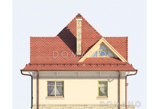 Проект дома с тремя спальными комнатами на мансардном этаже / Фасад 4