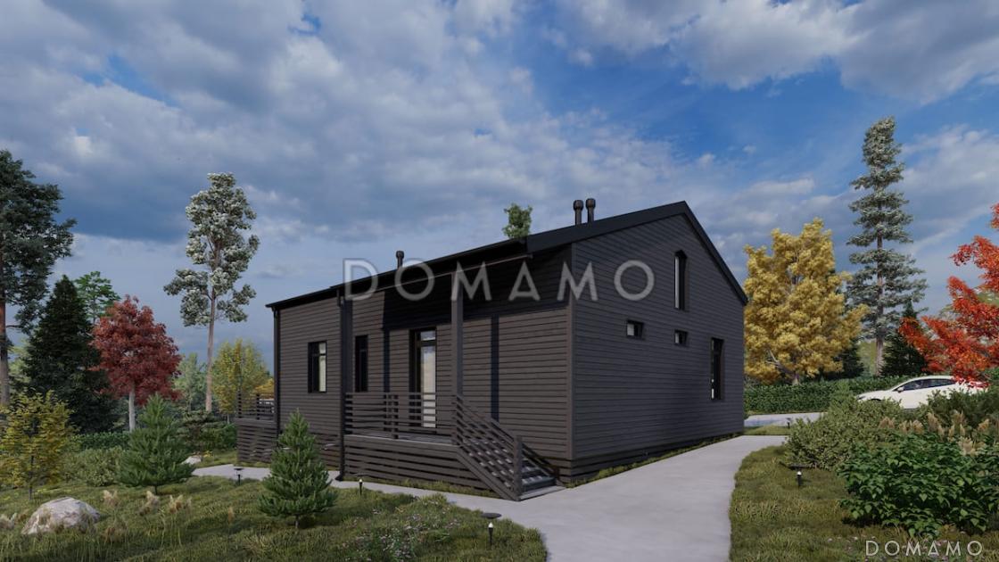 Проект каркасного дома с патио, мансардой и открытой террасой / 3