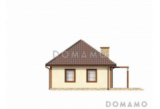 Проект маленького одноэтажного дома из газобетона с террасой / Фасад 3