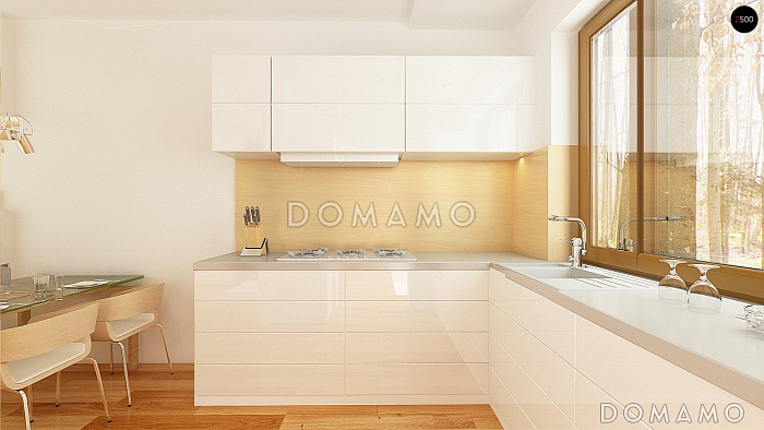 Проект компактного одноэтажного дома небольшой площади из кирпича с двумя спальнями Проект компактного одноэтажного дома небольшой площади из кирпича с двумя спальнями