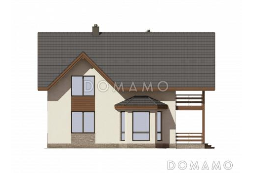 Проект дома из газобетона с большой террасой на втором этаже / Фасад 4