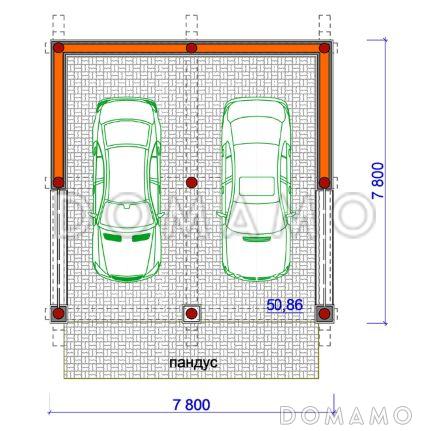 Проект простого навеса для двух авто / План 1 этажа