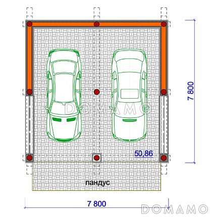 Проект простого навеса для двух авто / План 1 этажа Проект простого навеса для двух авто / План 1 этажа