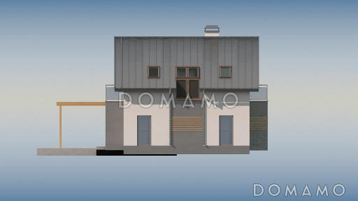 Проект одноэтажного мансардного дома из газобетона с эркером, тремя  балконами и вертикальным мансардным окном / Фасад 1