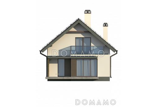 Проект компактного одноэтажного мансардного дома из кирпича с тремя спальнями и кабинетом / Фасад 2