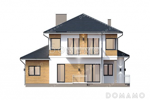 Проект дома с террасой и тренажерным залом / Фасад 3