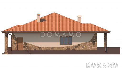 Проект одноэтажного дома с террасой, кладовой в большой кухне-столовой, сауной / Фасад 4