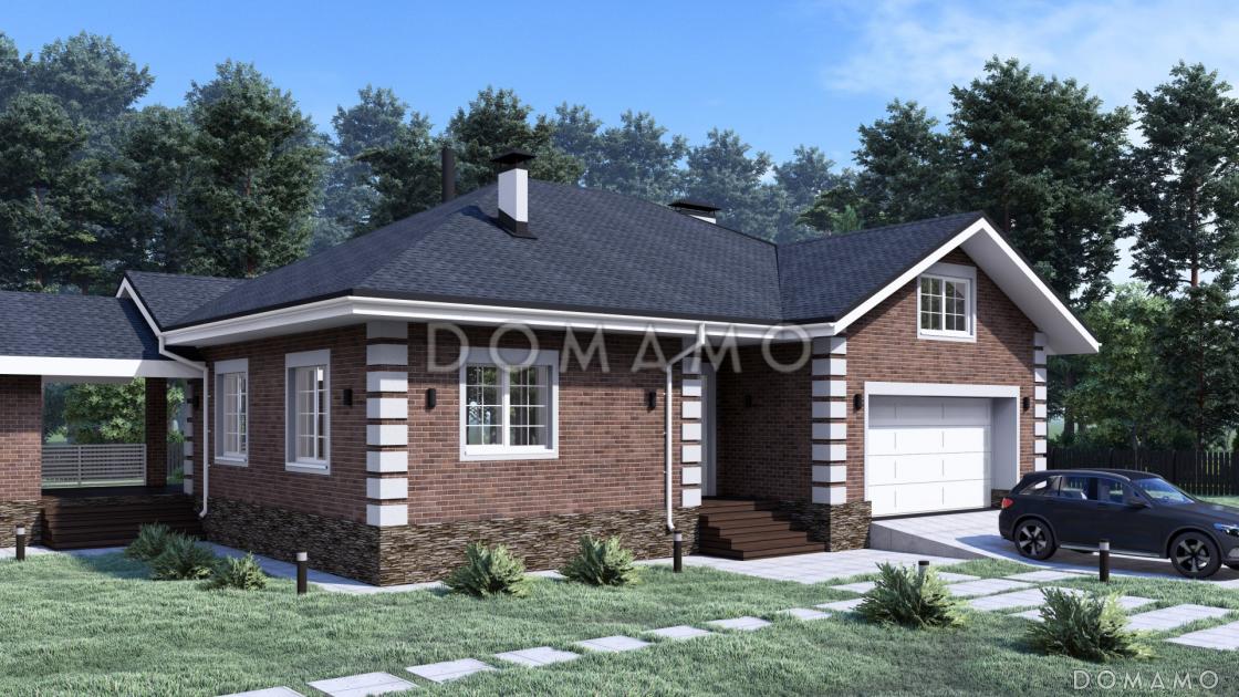 Проект одноэтажного дома с гаражом и отдельно стоящей баней S-257 / 1