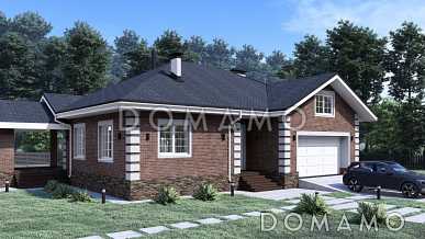 Проект одноэтажного дома с гаражом и отдельно стоящей баней S-257 Проект одноэтажного дома с гаражом и отдельно стоящей баней S-257