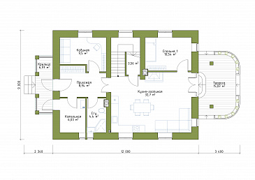 Проект небольшого особняка в классическом стиле  / План 1 этажа Проект небольшого особняка в классическом стиле  / План 1 этажа
