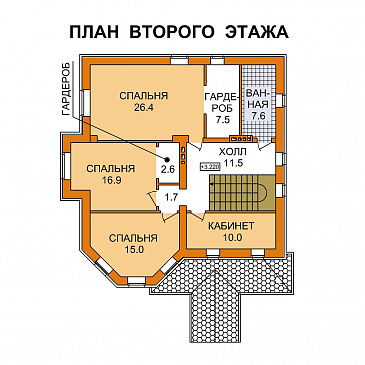 Проект рационально запланированного дома с цокольным этажом / План 2 этажа Проект рационально запланированного дома с цокольным этажом / План 2 этажа