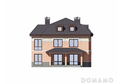 Проект двухэтажного особняка из газобетона с мансардой / Фасад 4