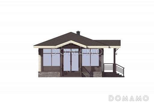 Проект бани с верандой, гостиной с кухней-столовой, парной и душевой / Фасад 2