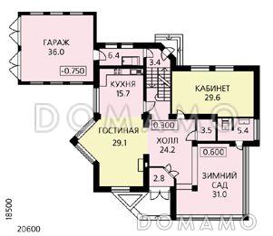 Проект красивого дома с эркером / План 1 этажа