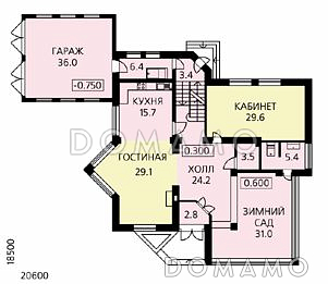 Проект красивого дома с эркером / План 1 этажа Проект красивого дома с эркером / План 1 этажа