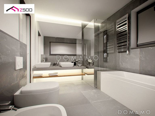 Проект кирпичного дома с кабинетом, гаражом на 2 машины и террасой на втором этаже Проект кирпичного дома с кабинетом, гаражом на 2 машины и террасой на втором этаже