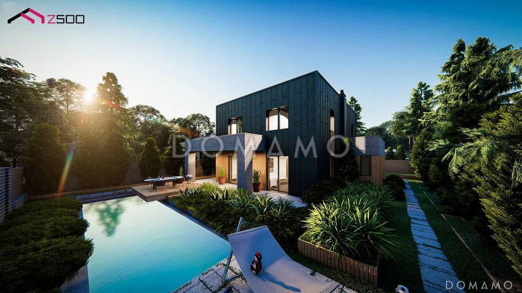 Проект двухэтажного загородного дома с гаражом, входом на кухню из гостиной и прихожей, кладовой, санузлом под лестницей / 5