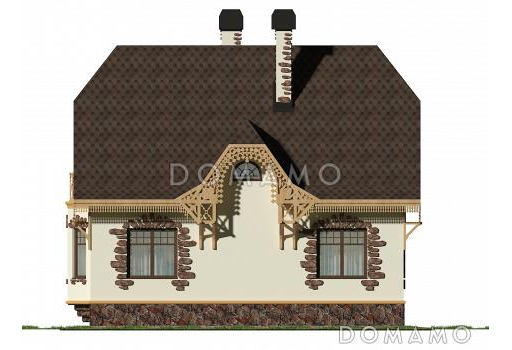 Проект небольшого дома из газобетона в русском стиле / Фасад 4